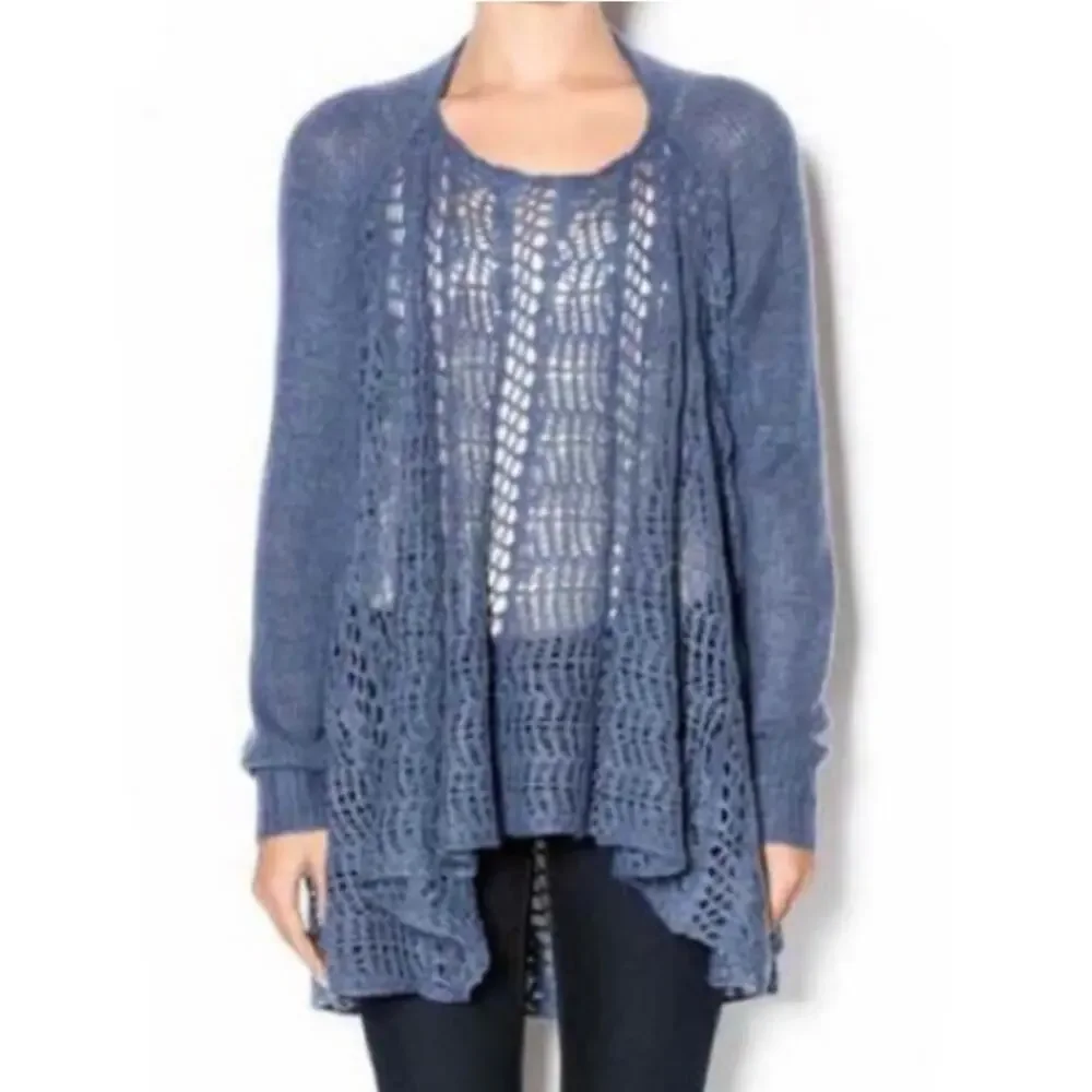 Simply Noelle Blue Fisherman's Open Knit Pull-Over Long Sleeve Sweater S/M 8-10
